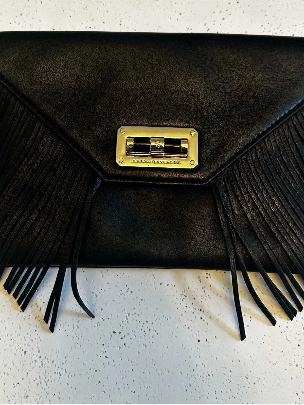Diane Von Furstenberg Agent Riley Black Fringe Clutch
